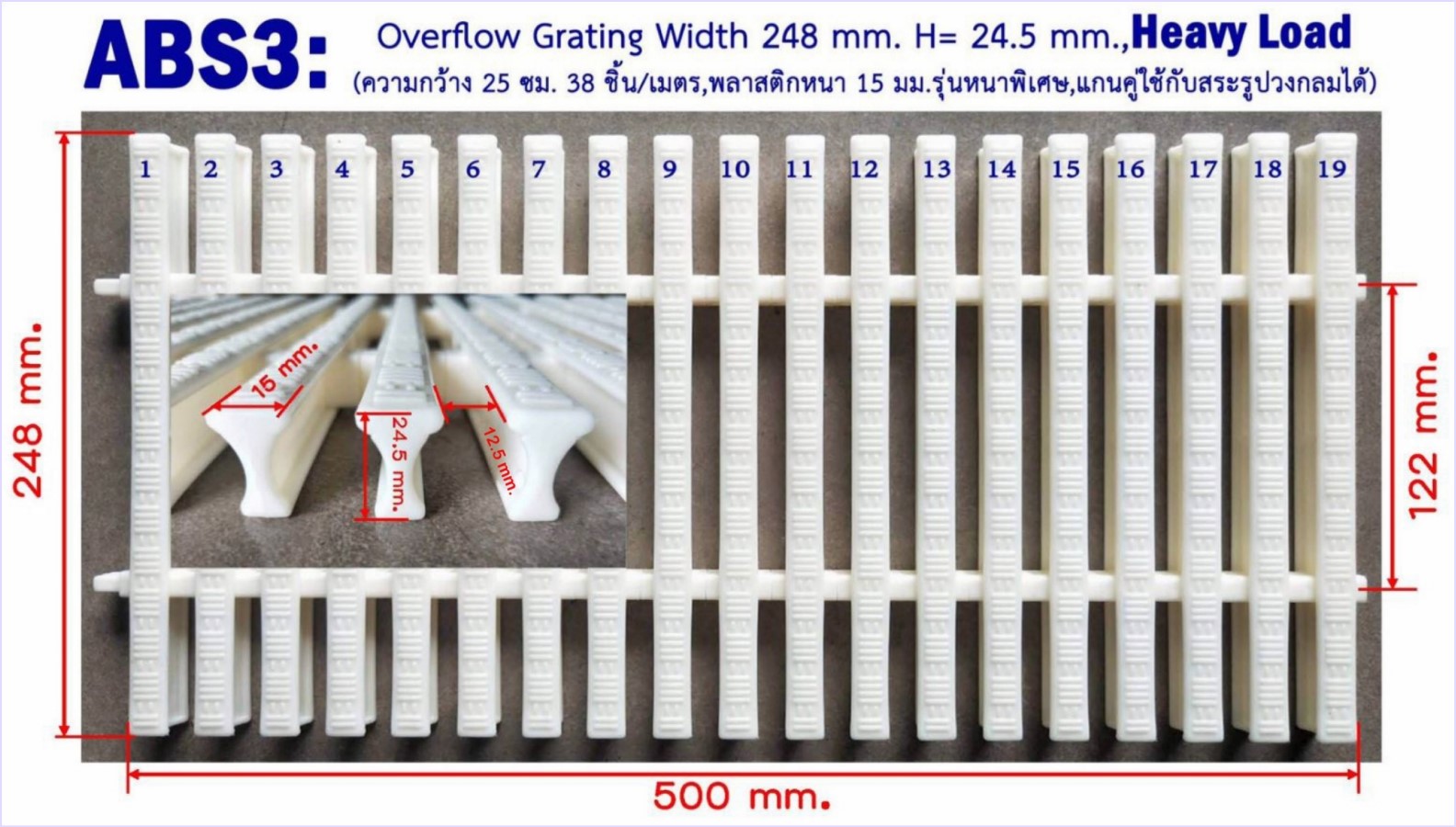 ตะแกรงน้ำล้นรอบขอบสระว่ายน้ำ SwimmingOverflowGrating