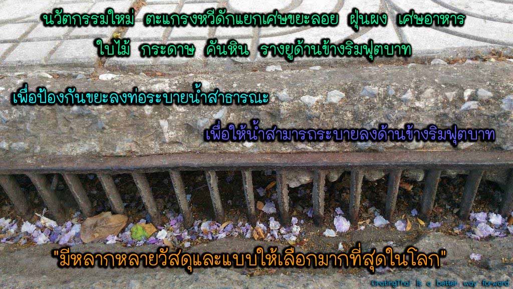 ตะแกรงดักแยกขยะคันหินข้างริมฟุตบาท curbed drain grates