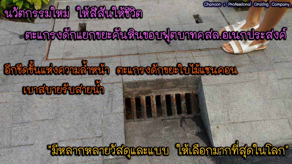 ตะแกรงดักแยกขยะคันหินข้างริมฟุตบาท curbed drain grates