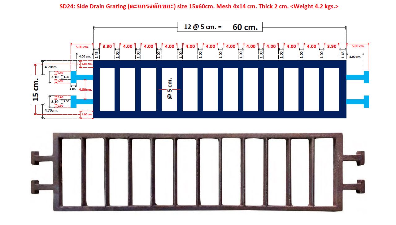 Driveway Grating ตะแกรงดักแยกขยะคันหินขอบฟุตบาทคสล