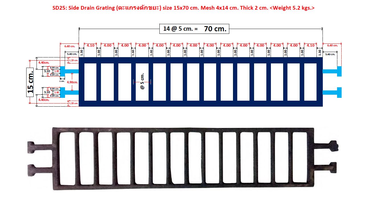 Driveway Grating ตะแกรงดักแยกขยะคันหินขอบฟุตบาทคสล