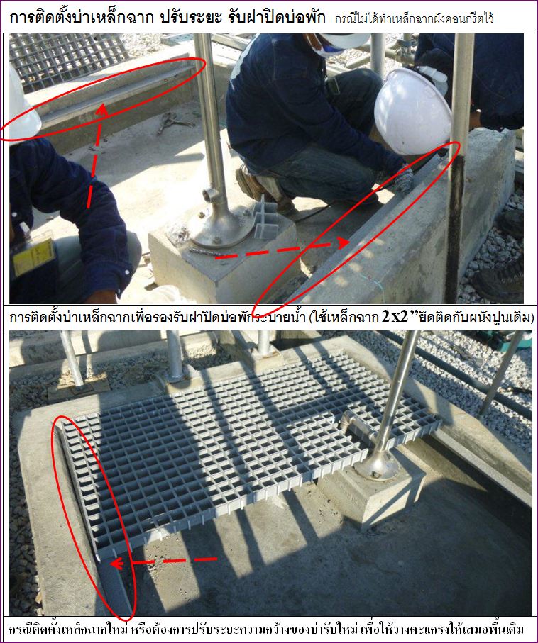 FRP Fiberglass checkered plate Manhole Cover Grating ตะแกรงเกรตติ้งฝาทึบปิดบ่อครอบท่อพักระบบำบัดน้ำเสีย 