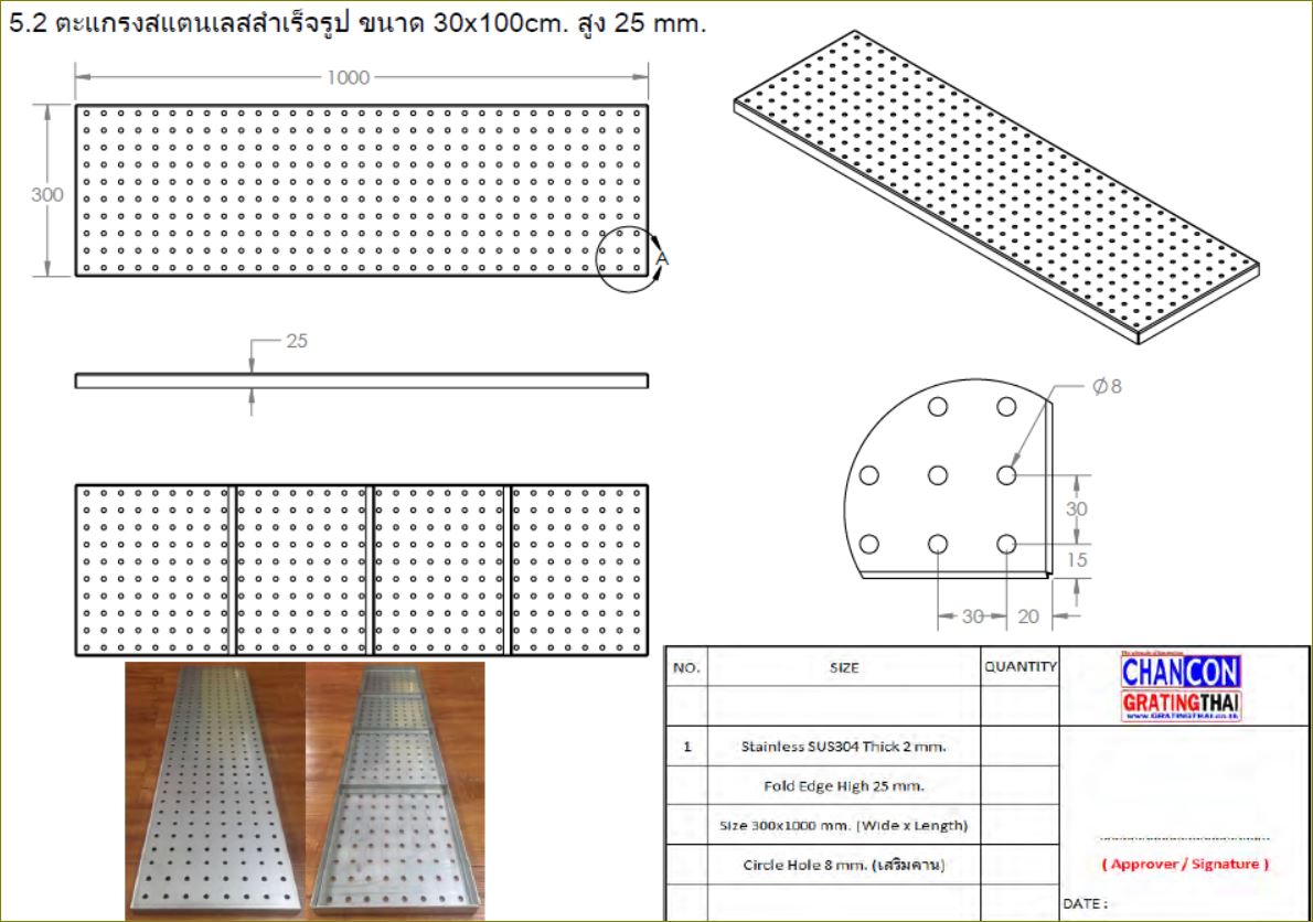 ฝาปิดบ่อครอบท่อพักตะแกรงเหล็กเกรตติ้งระบายน้ำ Serrated Non-slip Heel Guard Stainless Aluminium Grating