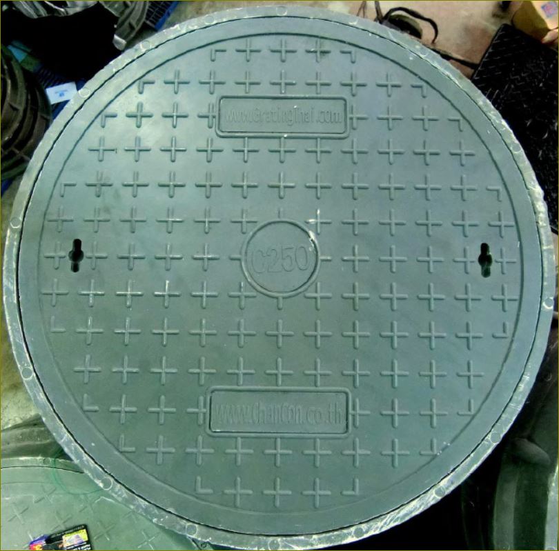 ฝาปิดบ่อท่อพักเหล็กหล่อไฟเบอร์กล๊าส FRPComposite Fiberglass manhole cover grating
