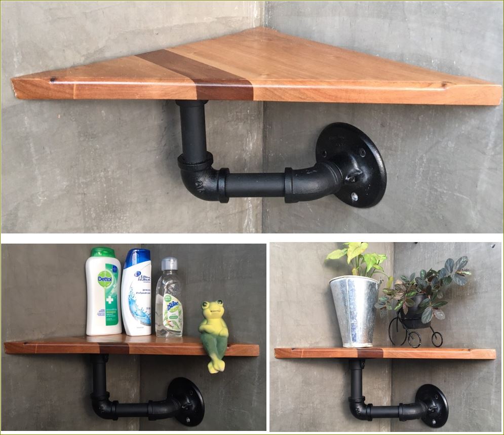 เฟอร์นิเจอร์ชั้นวางของราวแขวนหิ้งฉากรับท่อประปาติดผนังตกแต่งบ้าน PipeDecorationWallShelvesDIY DIYLoftCraftBracket