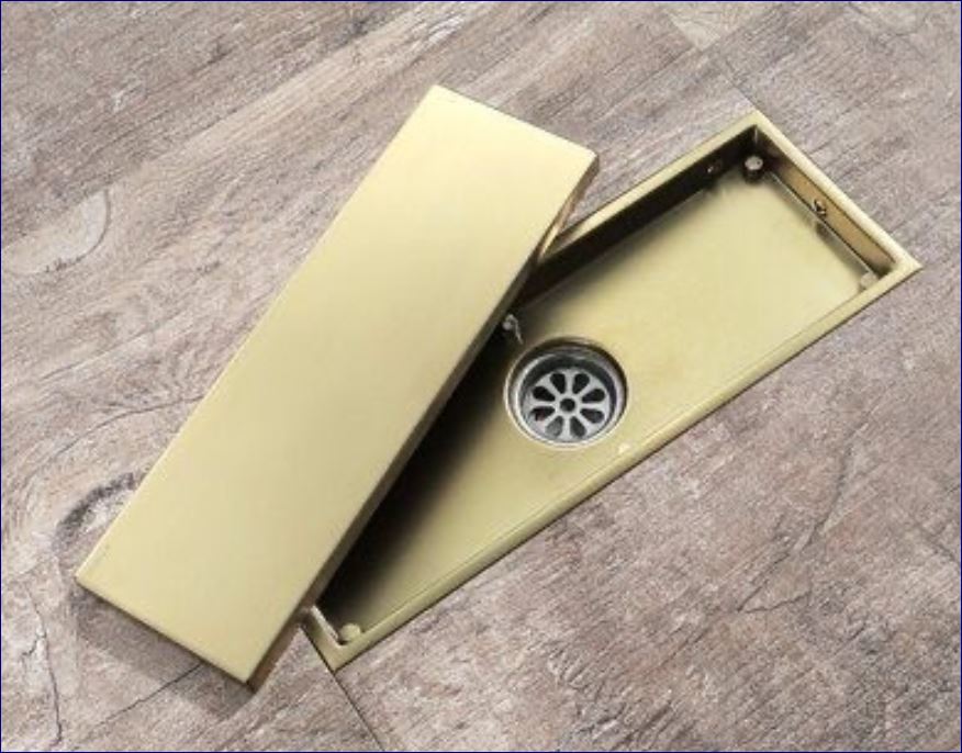 ฟลอร์เดรนตะแกรงดักกันกลิ่นพร้อมฝาครอบสแตนเลสในห้องน้ำแบบยาว Shower Room Rectangular Long Floor Trench Drainage Tile-Top Trap Channel