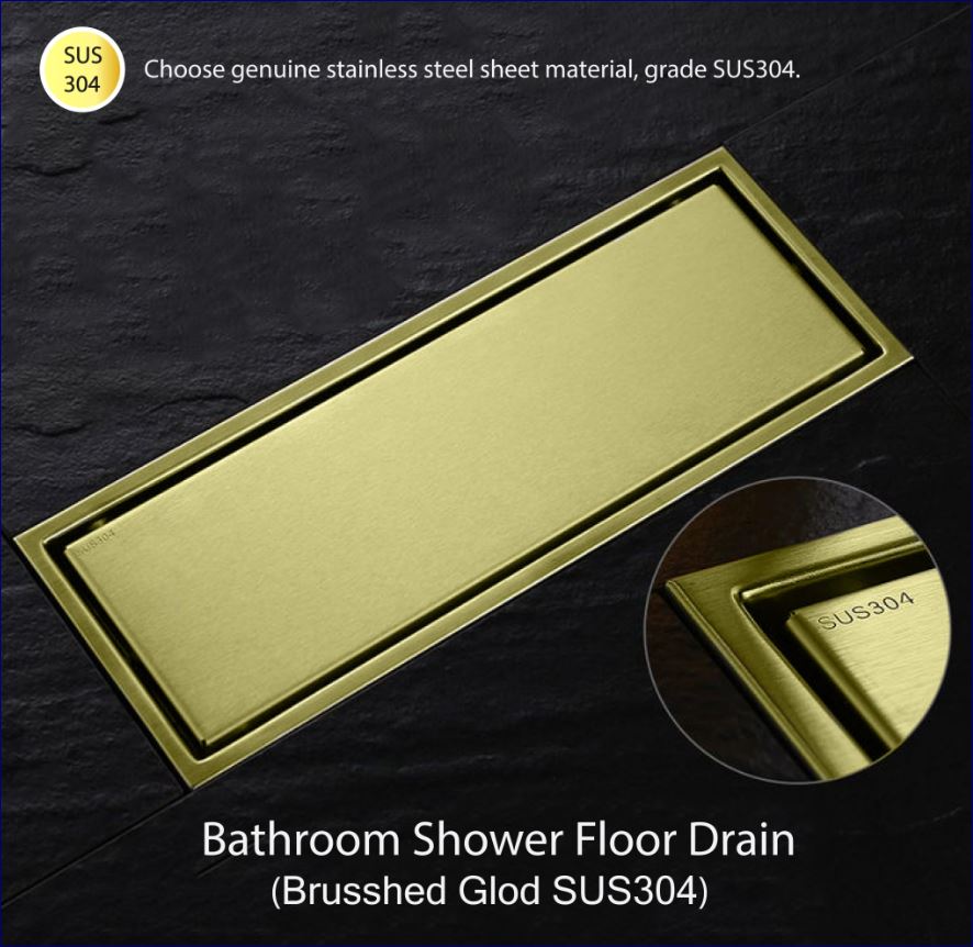 ฟลอร์เดรนระบายน้ำ ตะแกรงดักกันกลิ่นสแตนเลสในห้องน้ำแบบยาว  Design Decorative BathRoom Linear Floor Drain Channel