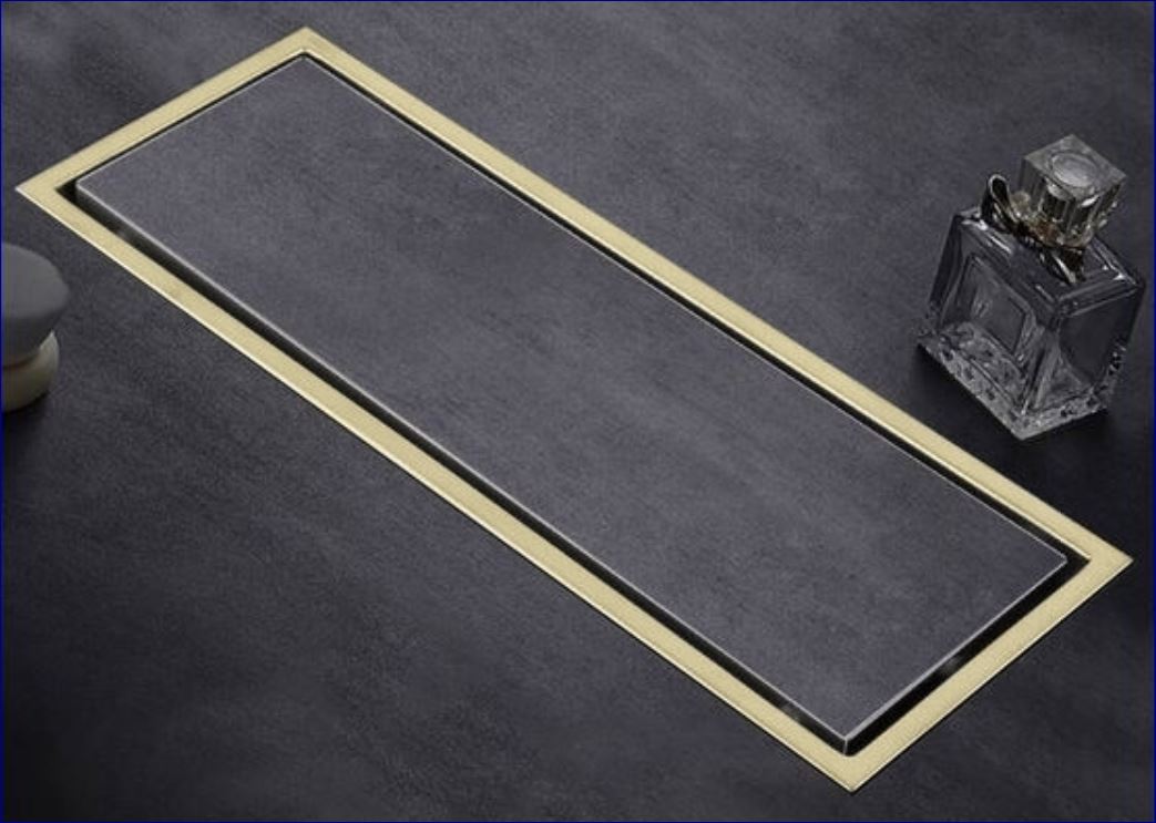 ฟลอร์เดรนตะแกรงดักกันกลิ่นพร้อมฝาครอบสแตนเลสในห้องน้ำแบบยาว  BathRoom Tile-Top Rectangular Long  Floor Trench Drainage Trap Channel