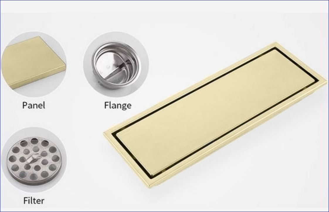 ฟลอร์เดรนตะแกรงดักกันกลิ่นพร้อมฝาครอบสแตนเลสในห้องน้ำแบบยาว Tile-Top BathRoom Rectangular Long Floor Trench Drainage Trap Channel