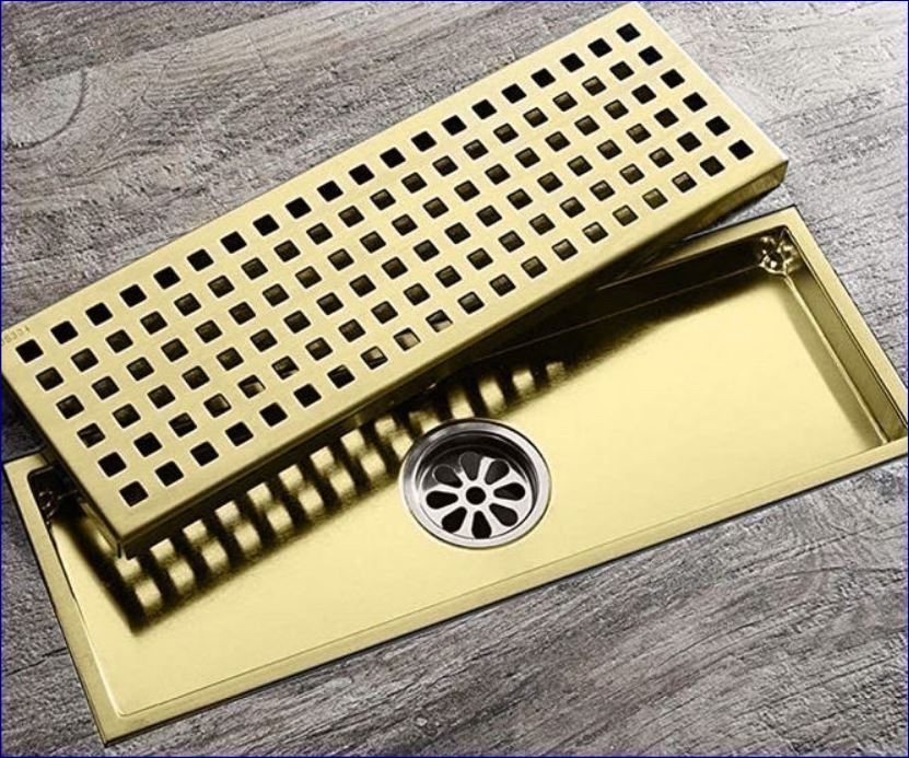 ฟลอร์เดรนตะแกรงดักกันกลิ่นพร้อมฝาครอบสแตนเลสระบายน้ำแบบยาว Toilet BathRoom Stainless Long Floor Drainage Trap Channel