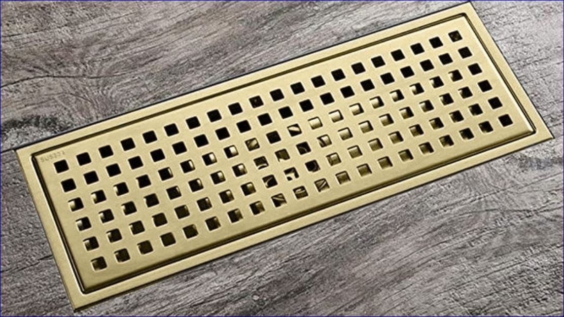 ฟลอร์เดรนตะแกรงดักกันกลิ่นพร้อมฝาครอบสแตนเลสระบายน้ำแบบยาว Rectangular Toilet BathRoom Long Tile Top Floor Drainage Trap Channel
