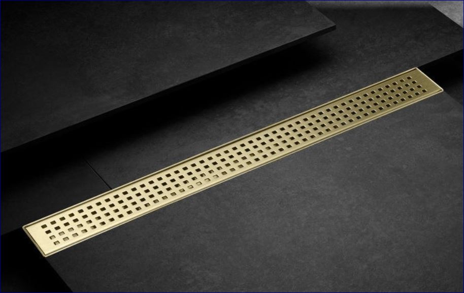 ฟลอร์เดรนตะแกรงดักกันกลิ่นพร้อมฝาครอบสแตนเลสระบายน้ำแบบยาว Restroom Shower Long Tile Top Floor Drainage Trap Channel