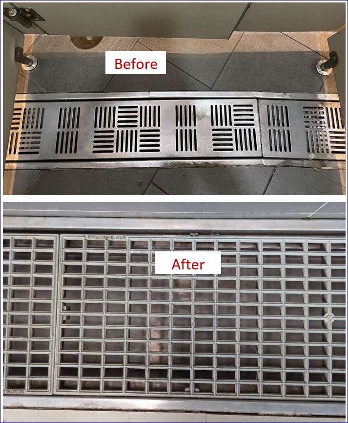 Swimming Pool Overflow plastic grating floor panel ทดแทนเปลี่ยนมาใช้ตะแกรงพลาสติกระบายน้ำล้นรอบแนวขอบสระว่ายน้ำแผ่นปูพื้นทางเดินเกรตติ้ง