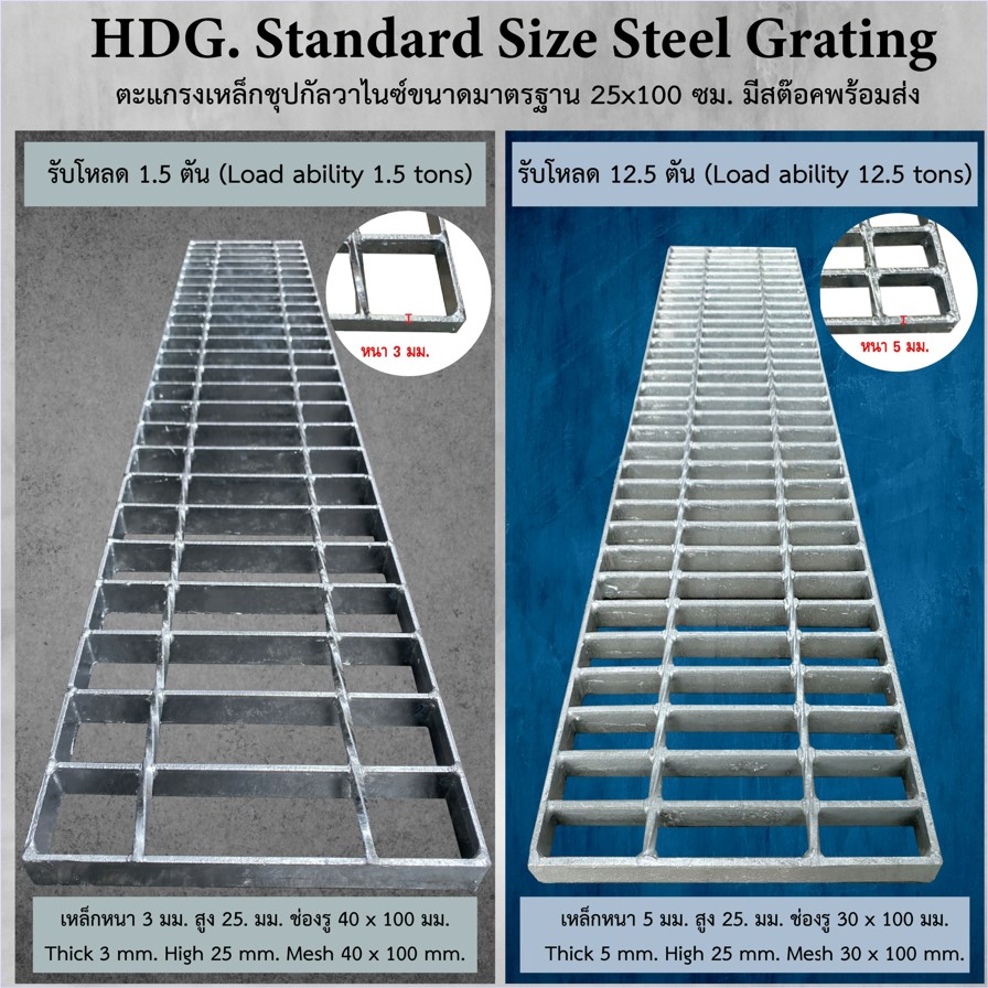 Galvanized Carbon Bar Steel Grating ฝาเกรตติ้งฝาตะแกรงระบายน้ำเหล็กแผ่นเชื่อมสำเร็จรูปชุบกันสนิมฮอทดิ๊ปกัลวาไนซ์