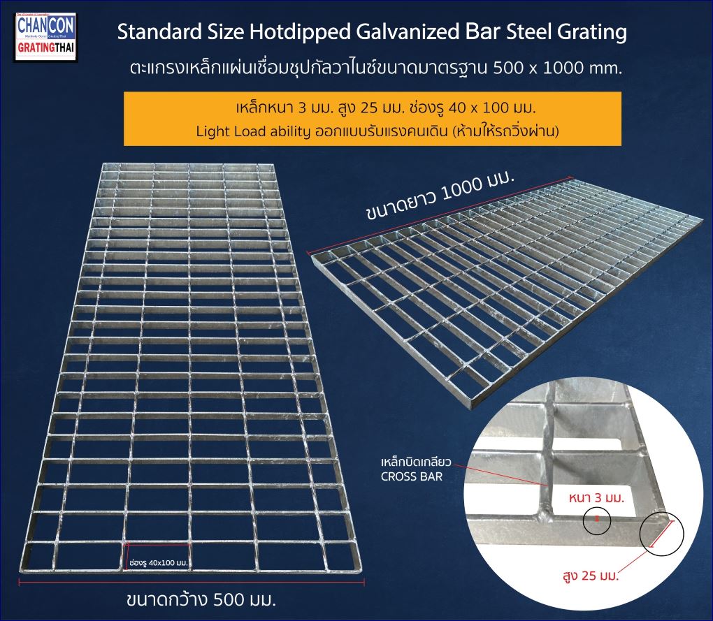 Hotdip galvanize welding bar Steel Grating เกรตติ้งระบายน้ำตะแกรงเหล็กแผ่นเชื่อมชุบจุ่มร้อนกันสนิมฮ็อทดิ๊ปกัลวาไนซ์