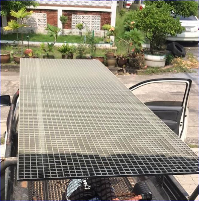 Composite Fiberglass GFRP Mould Plastic Walkway Grating แผ่นพื้นทางเดินพลาสติกเอฟอาร์พี ฝาเกรตติ้งตะแกรงระบายน้ำไฟเบอร์กล๊าส