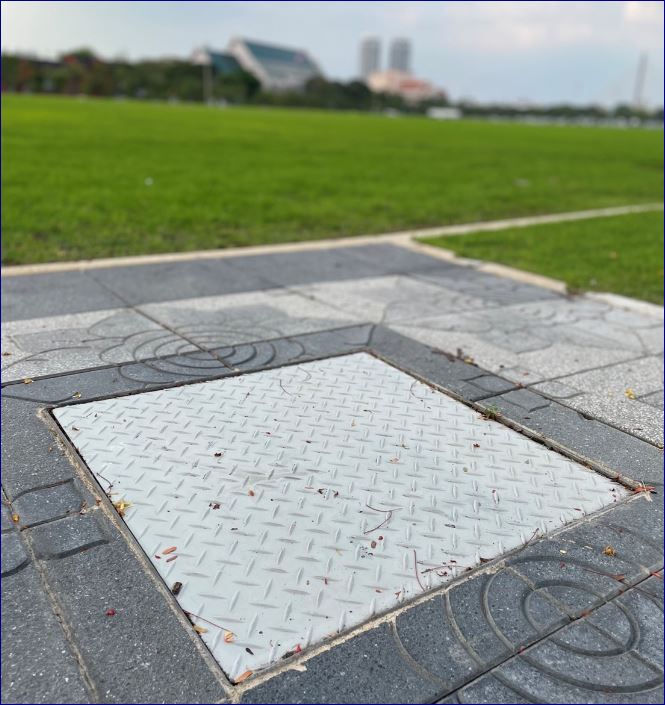 ฝาทึบปิดบ่อครอบท่อพักระบายน้ำแผ่นพื้นยกระดับทางเดินไฟเบอร์กล๊าส manhole cover fiberglass grating raised floor