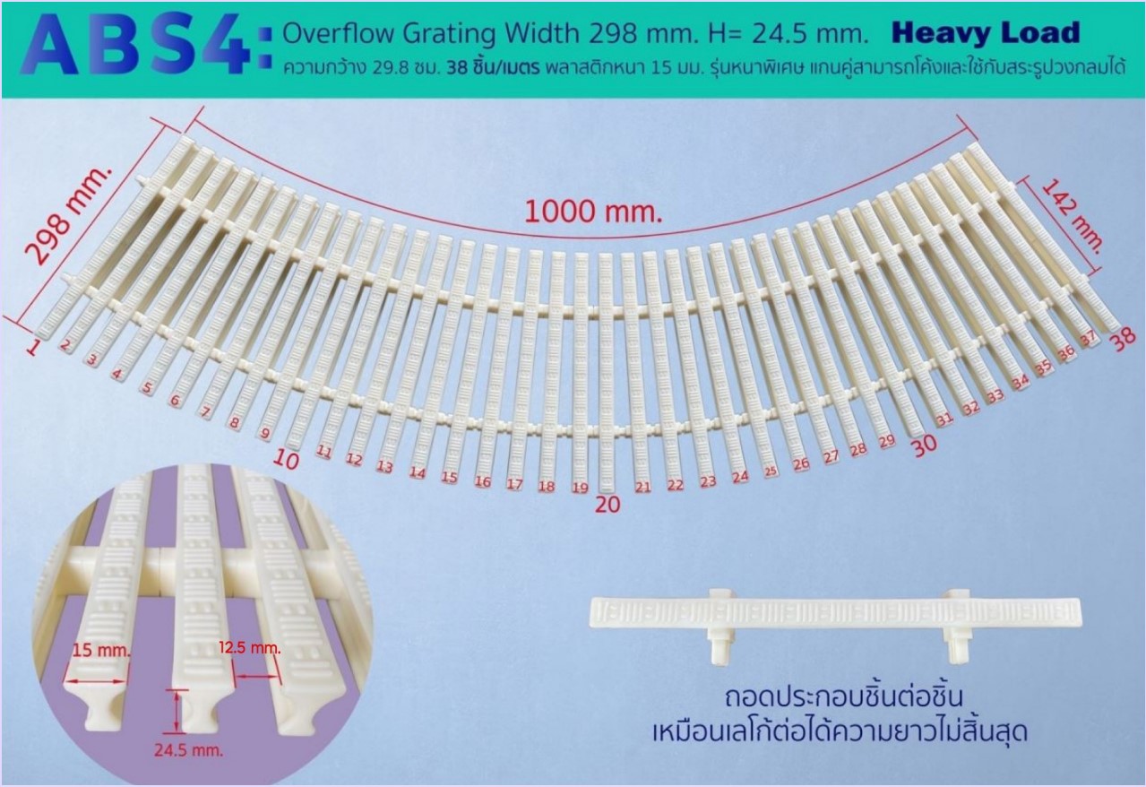 ABS Swimming Pool Spa Overflow Drainage Gully Gutter Grating โรงงานผู้ผลิตจำหน่ายเกรทติ้งตะแกรงน้ำล้นรอบขอบสระว่ายน้ำ