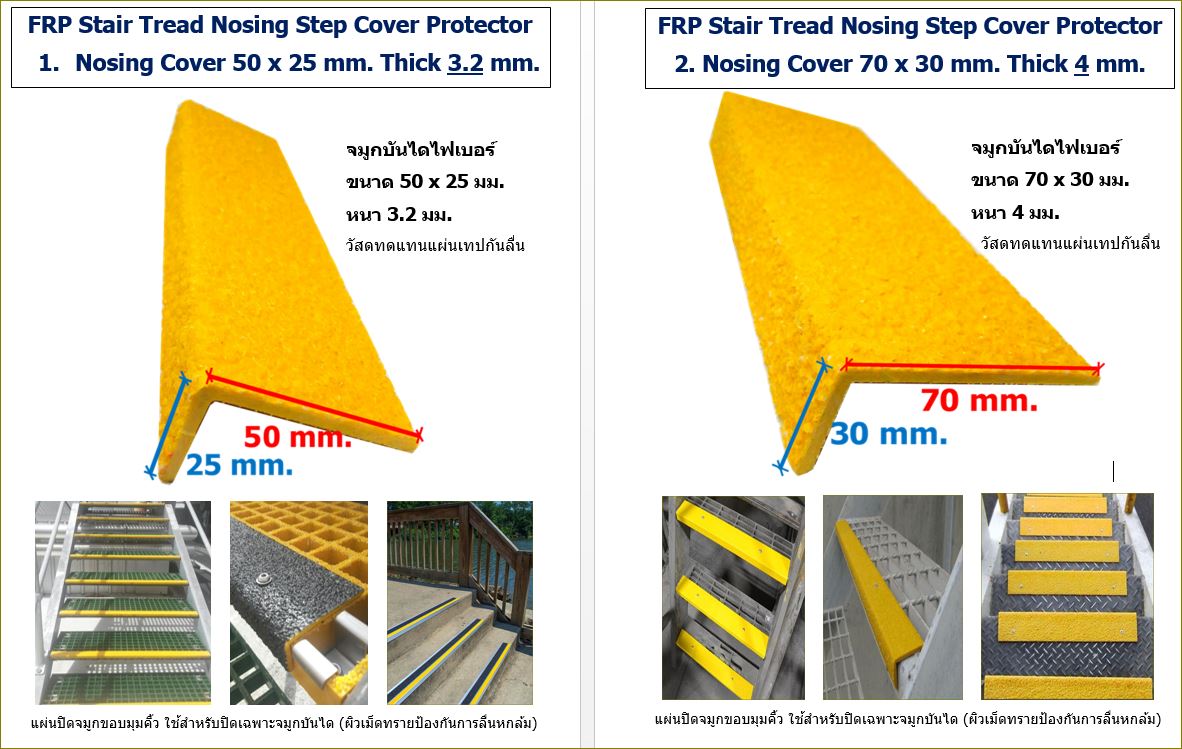 ทดแทนแผ่นเทปกันลื่นปิดจมูกขอบมุมคิ้วบันได  Stairways Tread Nosing Step Cover Anti-Slip Sheeting