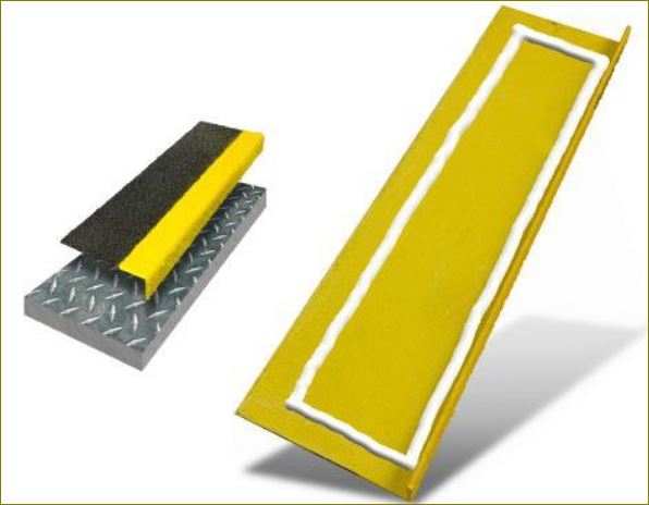 Slip Resistance Tape stair tread nosing fixing แผ่นปิดผิวเทปกันลื่นกั้นเขตตีเส้นสะท้อนแสงปิดจมูกขอบมุมคิ้วแผงครอบบันได