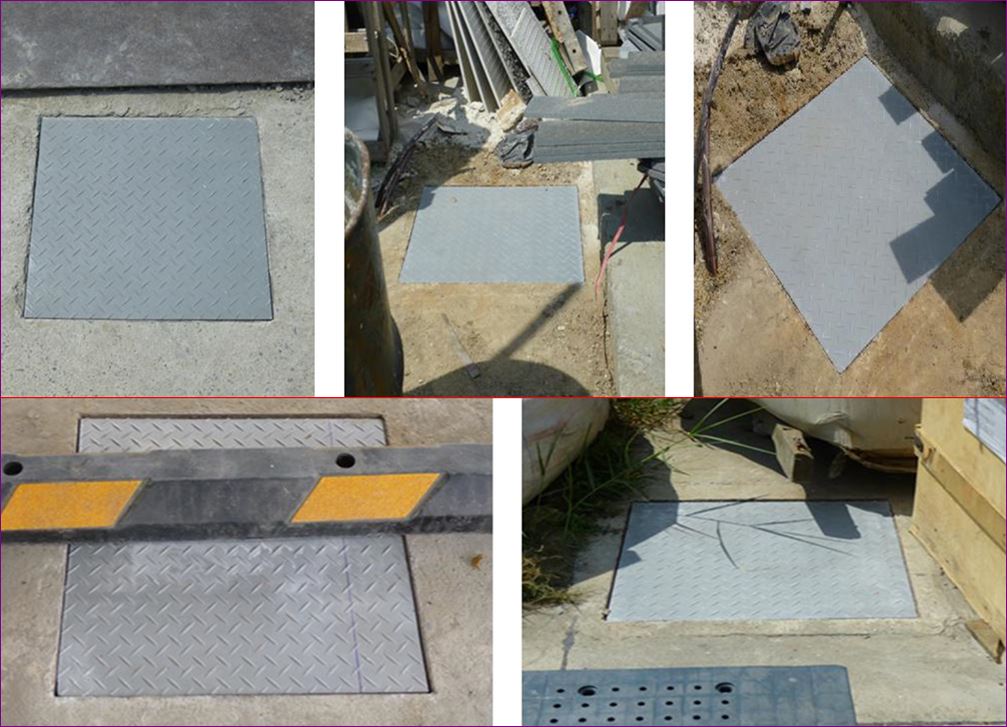 FRP Fiberglass ตะแกรงเกรตติ้งฝาทึบปิดบ่อครอบท่อพักระบบำบัดน้ำเสีย  checkered plate Manhole Cover