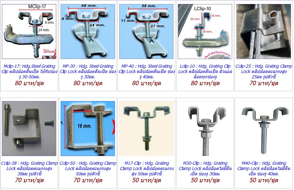 ตัวคลิปล็อคอุปกรณ์ยึดจับแผงตะแกรงเหล็ก saddle fixing cliplock clamp fastener