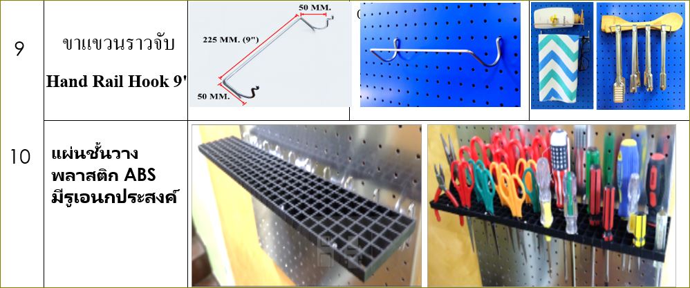 Hooks ฮุกตะขอลวดขาแขวนเอนกประสงค์ แผ่นกระดานเป๊กบอร์ด Pegboard