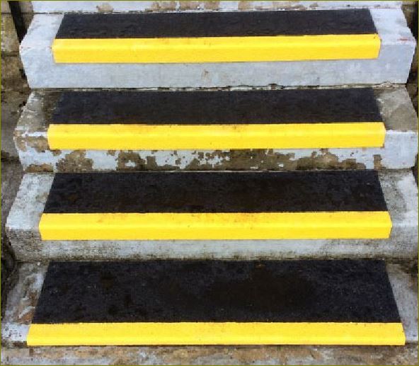 antislip  frp staircase tread cover แผงครอบบันไดจมูกขอบมุมคิ้วกันลื่นปิดผิวปูพื้นเทปตีเส้นเรืองแสง