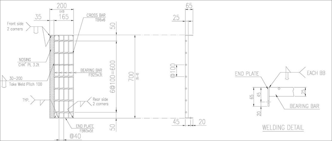 GalvanizedStepLadderWeldedFlatBarSteelAntiSkidStaircaseNosingTreadGrating เกรตติ้งตะแกรงเหล็กลูกบันไดกันลื่นสั่งทำขนาดพิเศษ