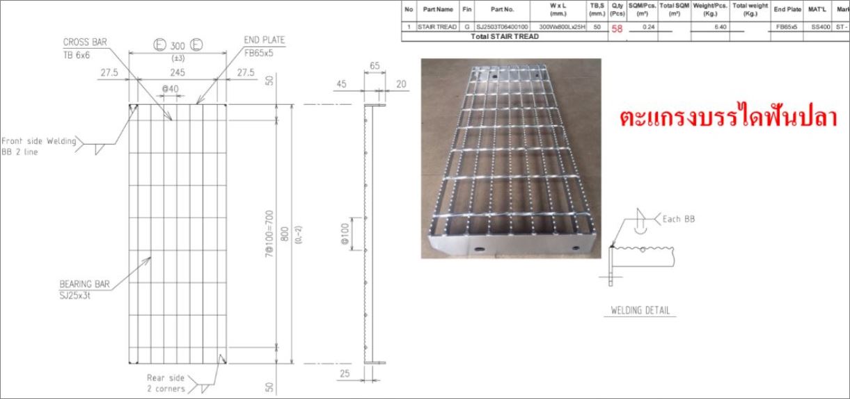 ladderstairnosing steelgrating เกรตติ้งตะแกรงเหล็กขั้นบันไดกันลื่นสั่งทำขนาดพิเศษ