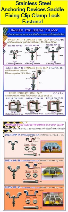 ตัวคลิปล็อคเหล็กชุบกัลวาไนซ์ ยึดจับได้ทั้ง แผ่นตะแกรงเหล็ก ไฟเบอร์กล๊าส FRP Fiberglass Steel Grating Anchoring Devices Saddle Fixing Clip Clamp Lock Fastener