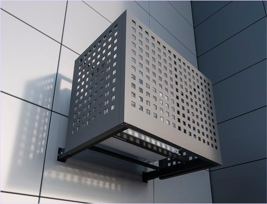 หน้ากากซ่อนแอร์คอมเพรสเซอร์เบี่ยงลมร้อน Laser CNC Cut Compressor Air Conditioner Louver Cover Screen