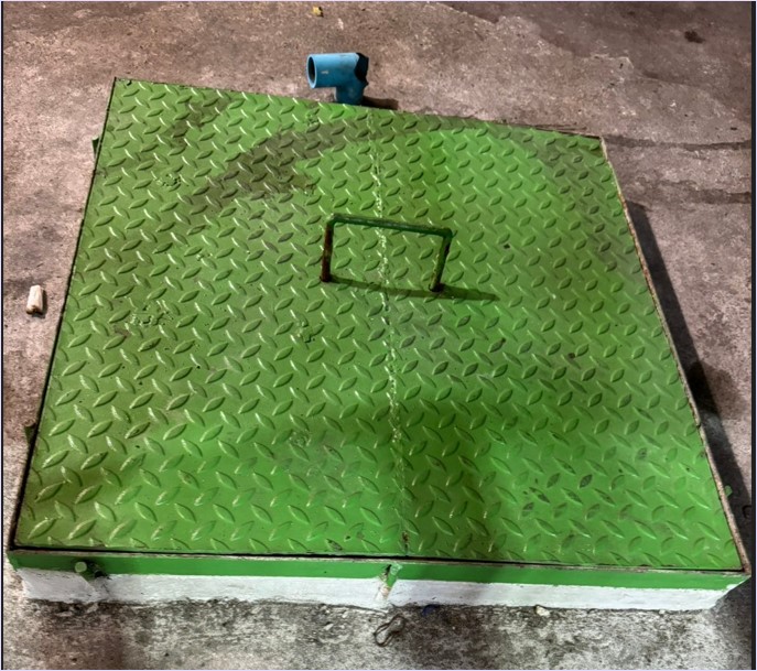 CompoundChequeredDiamondPlateManholeCoverStaircaseBarSteelGrating ฝาปิดบ่อท่อพักขั้นบันไดแผ่นลายเช็คเกอร์เพลท