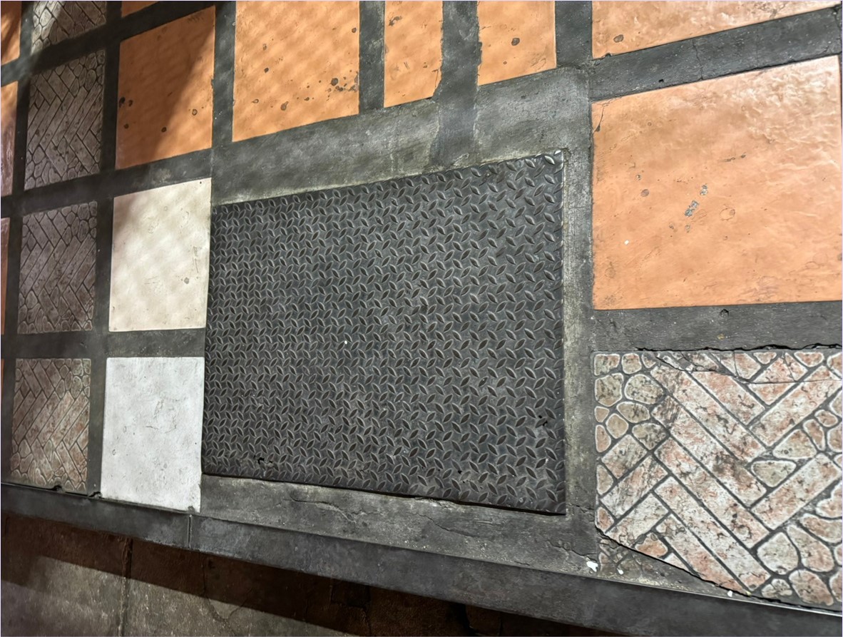CompoundChequeredDiamondPlateManholeCoverStaircaseBarSteelGrating ฝาปิดบ่อท่อพักขั้นบันไดแผ่นลายเช็คเกอร์เพลท