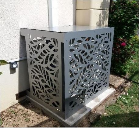 Outdoor Air compressor decorative grill Screen cover CNC แผ่นเหล็กฉลุลายเลเซอร์ตกแต่ง แผ่นปิดตู้คอมเพรสเซอร์แอร์ด้านนอกอาคาร