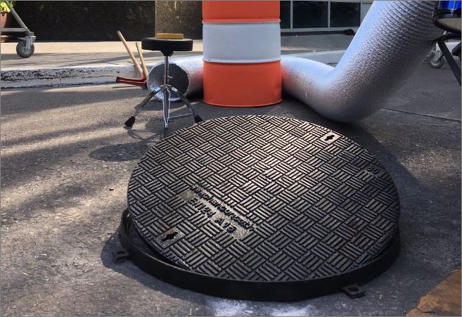 Ductile Cast Iron Drainage Manhole Cover ฝาแมนโฮลปิดบ่อเกรอะ ฝาท่อพักเหล็กหล่อเหนียวระบบบำบัดน้ำเสียสำเร็จรูป 