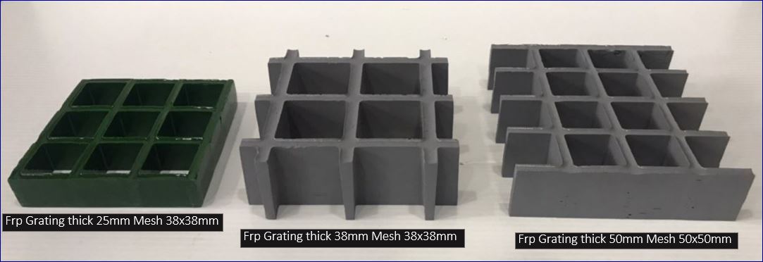 FibreGlass Mould Grating Specification ประเภทและขนาดของตะแกรงระบายน้ำแผ่นปูพื้นทางเดิน บังตากันแดดไฟเบอร์กล๊าส