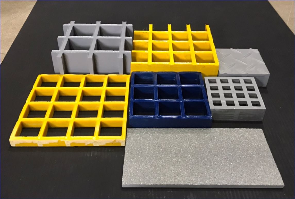 FRP Mould Grating Specification ประเภทและขนาดของตะแกรงแผ่นปูพื้นทางเดิน บังตากันแดดไฟเบอร์กล๊าส