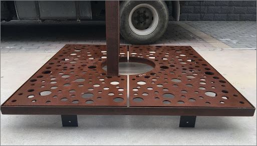 กรอบตะแกรงปกป้องรอบโคนต้นไม้ Tree Guard Grating Paver Frame Cover Laser Cutting Metal Sheet Panel