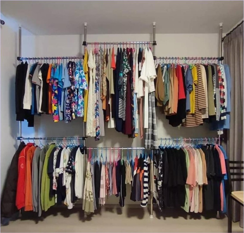 ขั้นบันไดชั้นวางของราวพาดตากแขวนผ้าท่อเหล็ก Industrial Pipe Cloth Ladder Rack Steel Shelf