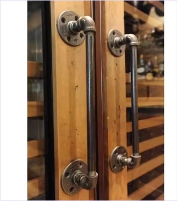 Industrial Plumbing Pipe HandRai lDoor Pull Handle มือจับประตูหน้าต่างท่อเหล็กสไตล์ลอฟท์