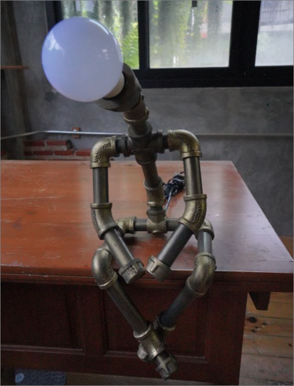 ¹硵ҧԴѧ ͧѭѹԴ鹺ҹ赡ҹ    RustIronRobotStylePlumbingPipeTableLightingLamp