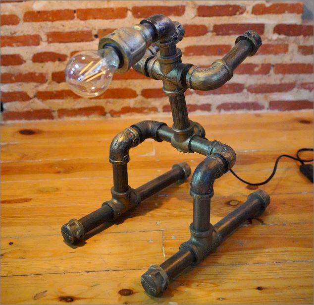 ͧѭ赡觺ҹҹῤ͹ѹԴ ¹硵ҧԴѧ  Skierѡʡ IndustrialSteampunkDeskTableLightingPipeLampRobot