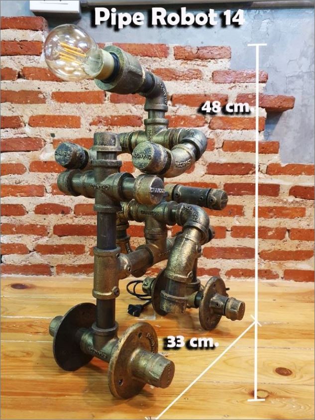 ¹硵ҧԴѧ ͧѭѹɵ觺ҹҹῤ͹    RustIronRobotStylePlumbingPipeTableLightingLamp