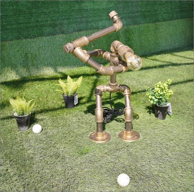 ¹ͻлҵҧԴѧ ͧѭ赡觺ҹҹῤ͹ѹԴ  GolferCartoon IndustrialSteampunkWallLightingPipeLampRobot